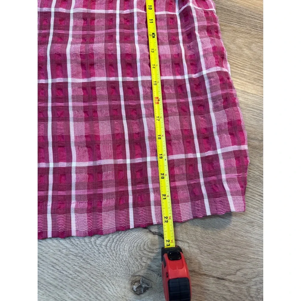 Madewell Pink Plaid‎ Puff Sleeve Top Womens XS